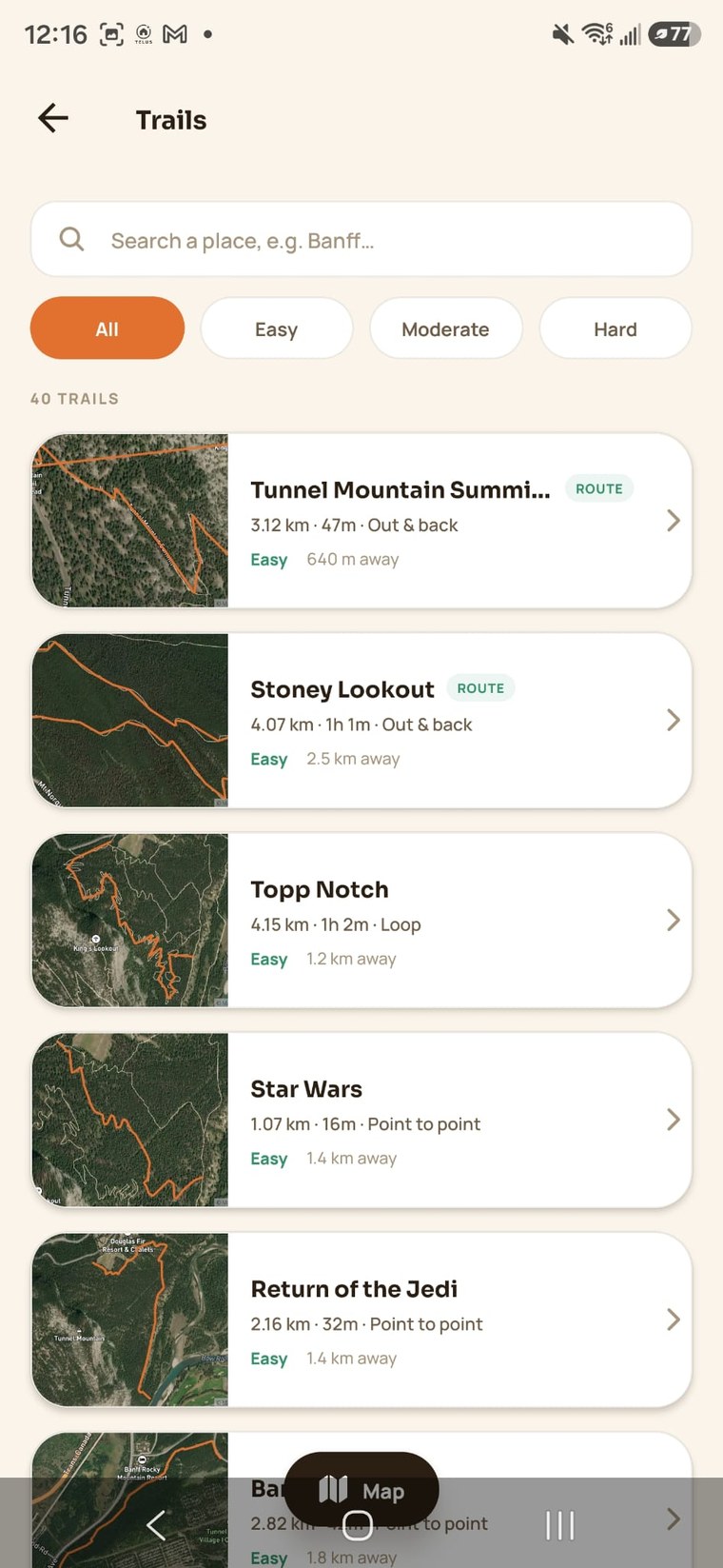 Veya list of real trails near you, sorted by distance away
